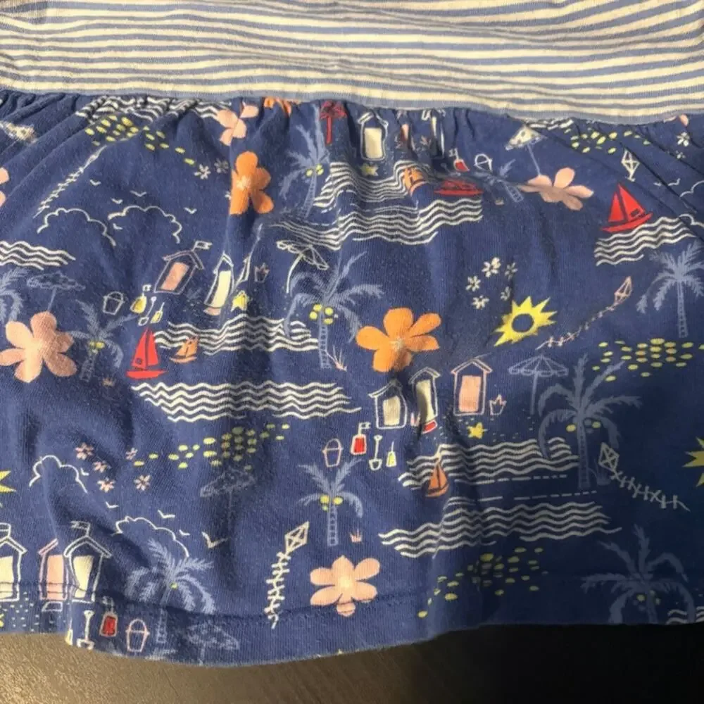Gymboree Girls sz L (10-12) Romper Blue White Beach Ocean